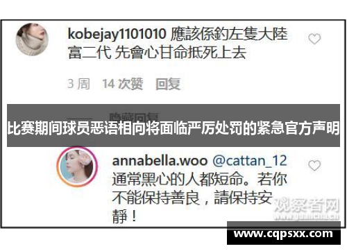 比赛期间球员恶语相向将面临严厉处罚的紧急官方声明