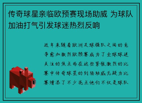 传奇球星亲临欧预赛现场助威 为球队加油打气引发球迷热烈反响
