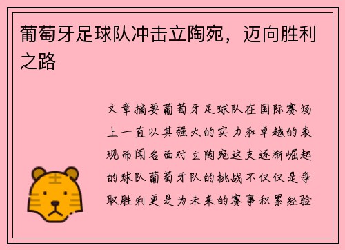 葡萄牙足球队冲击立陶宛，迈向胜利之路
